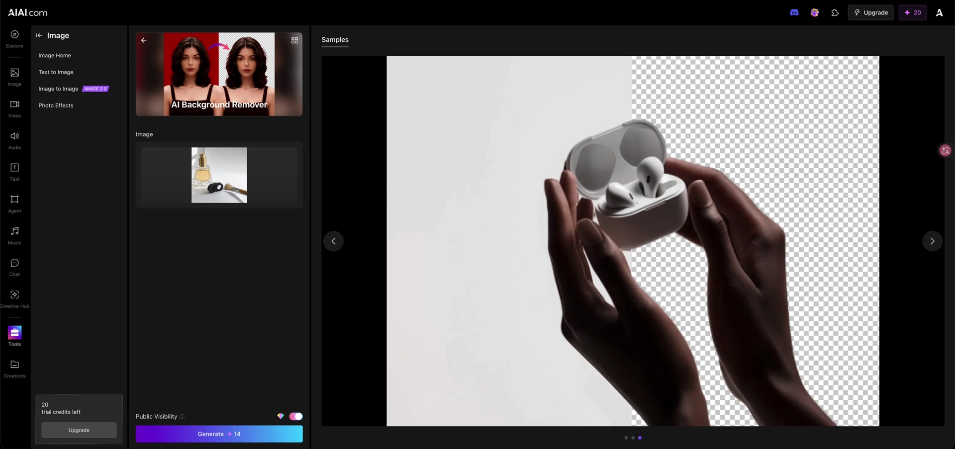 The owned product sample loaded into AIAI's image input
