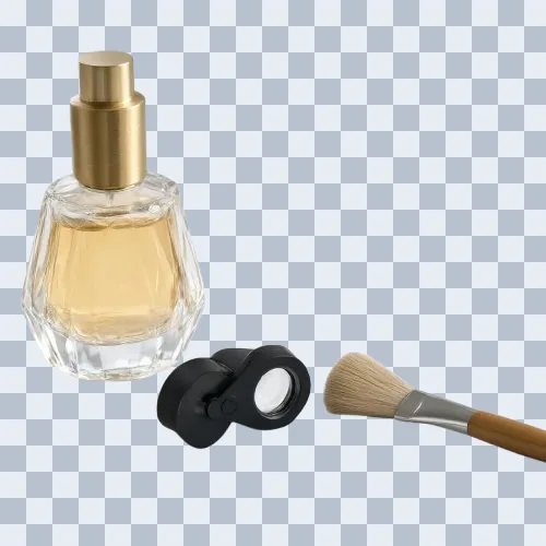 Actual remove.bg result from the same test image, displayed over a checkerboard to show removed background