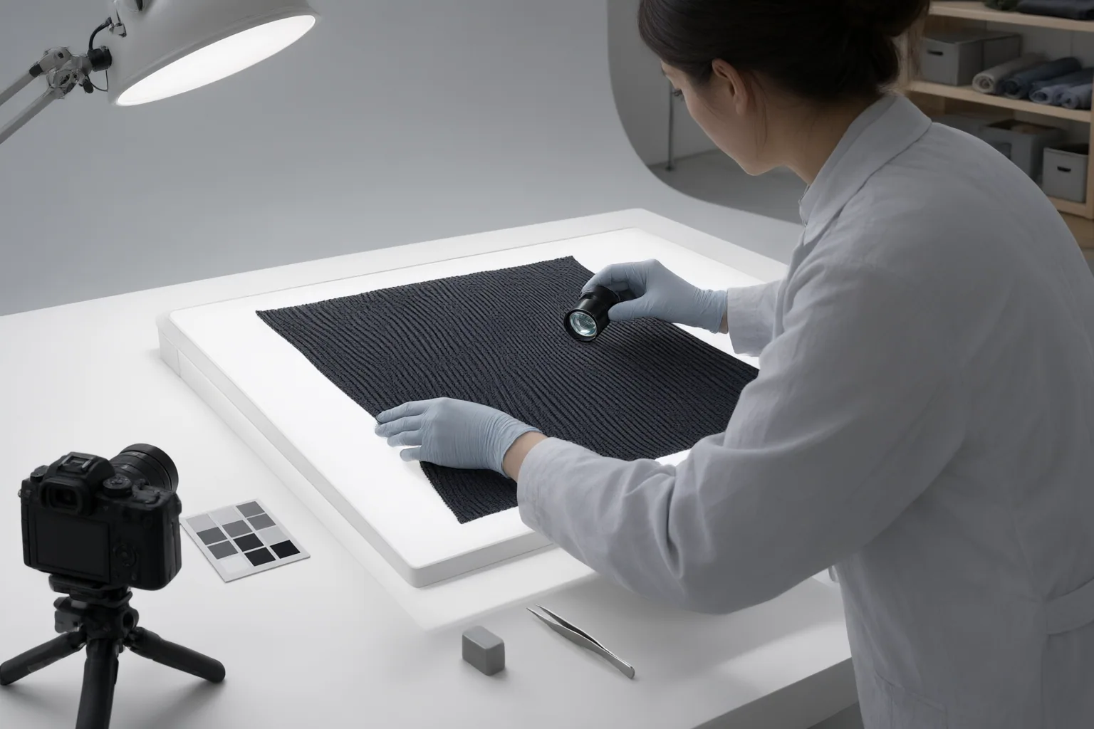 Editorial scene showing practical next steps for Moiré or an AI Artifact? How to Diagnose Patterns in Product Images